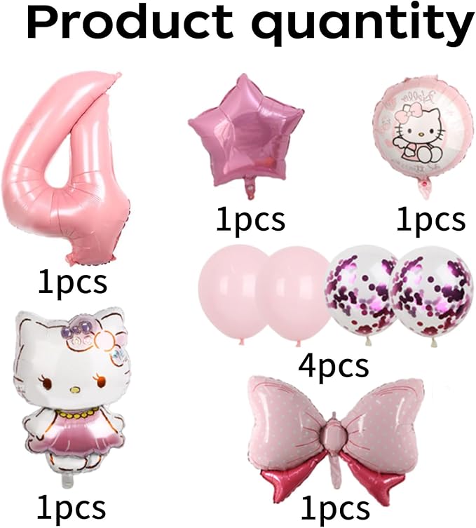 Cartoon Party Balloons, Cute Number 4 Balloon - Image 3