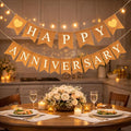 "Happy Anniversary" Burlap Banner – Rustic “Happy” and “Anniversary” across by ShimmerAnnaShine