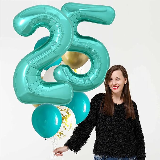 TONIFUL 40 Inch Large Teal Blue Number Balloons, Giant Jumbo Helium Foil Mylar - Image 6