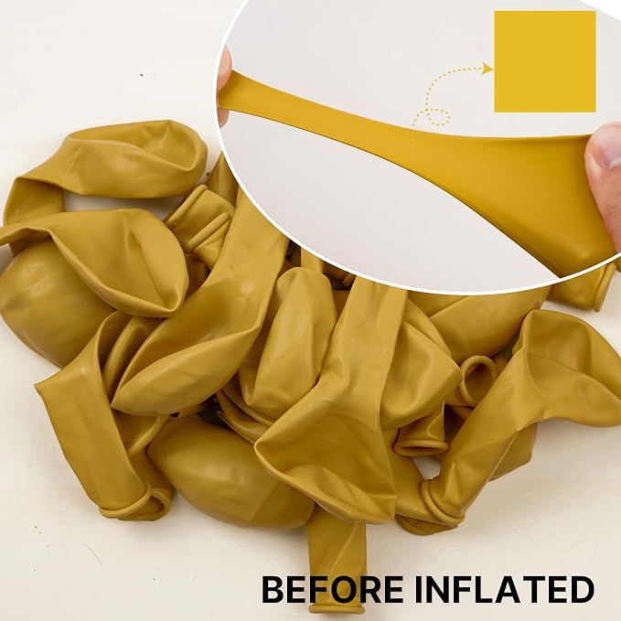 PartyWoo Mustard Yellow Balloons 100pcs 12 Inch Boho Netural Fall Balloons - Image 2