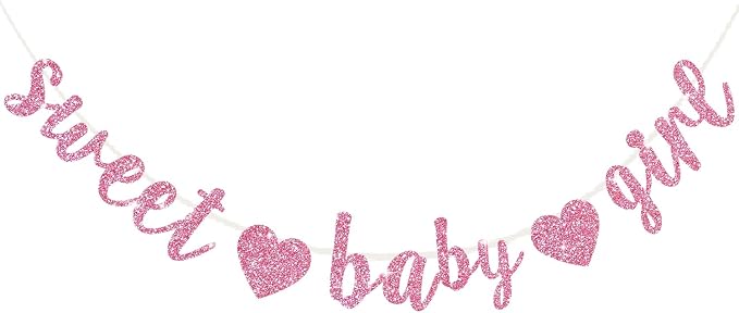 BEISHIDA Pre-Strung Glitter Pink Girl Baby Banner Baby Shower Decor | NO DIY by Beishida