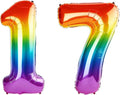 40 Inch Number 17 Balloons for 17th Birthday Party Decorations, 0-100 Rainbow by FOBELEC