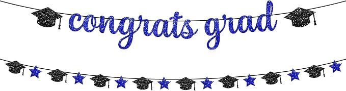 KatchOn Glitter Congrats Grad Banner 10 Feet, Graduation Party Decorations | by KatchOn