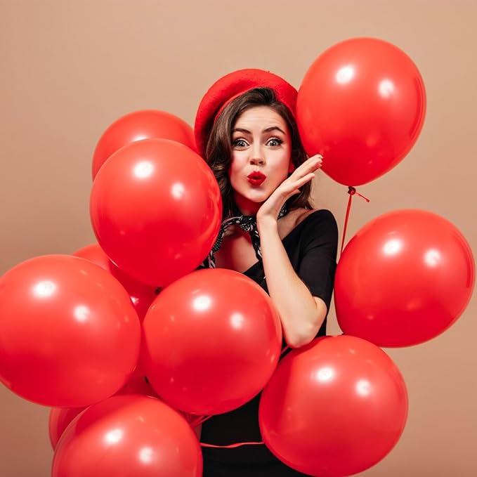 Red Balloons Red Birthday Decorations 100 Pack 12 inch Round Latex Balloons - Image 6