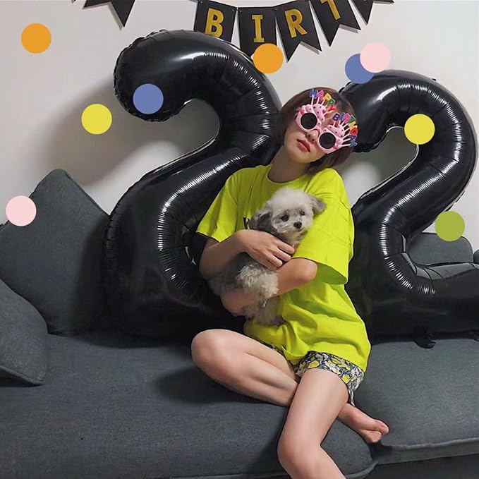 2 Balloon Numbers Birthday Decorations, 40In Black Balloons - Image 4