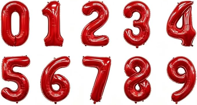 10 Pcs Number 0-9 Balloons 16 Inch Number Mylar Foil Balloons Custom Digital by Unknown