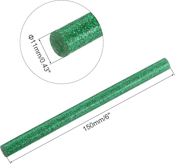 uxcell 20pcs Hot Glue Sticks for Glue Gun 11mm/0.43-inch x 6-inch Mini Hot Melt Adhesive Glue Stick Glitter Green