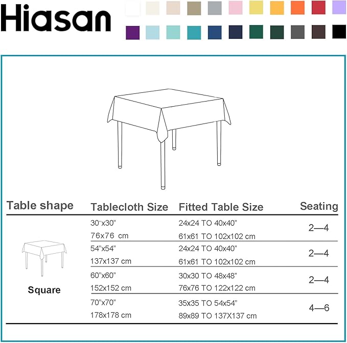Hiasan Rose Pink Square Tablecloth - Waterproof and Spillproof Restaurant Washable Polyester Table Cloth for Dining Room, 54 x 54 Inch