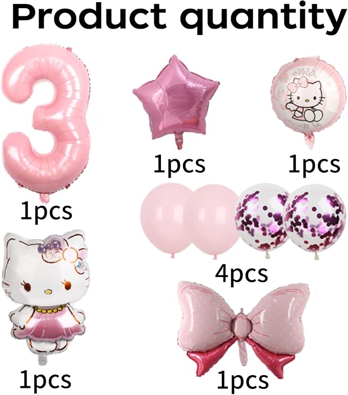 Cartoon Party Balloons, Cute Number 3 Balloon - Image 3