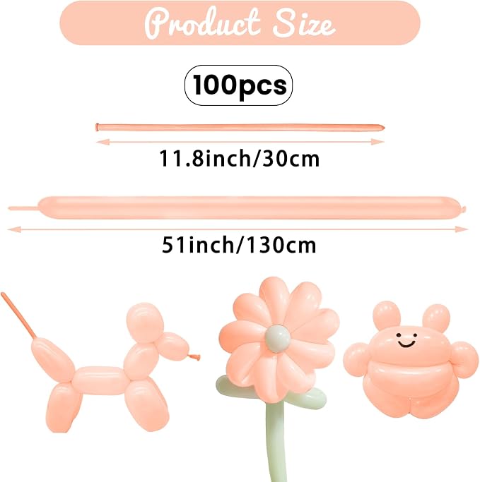 100Pcs Pastel Orange 260 Balloons, Long Balloon - Image 2
