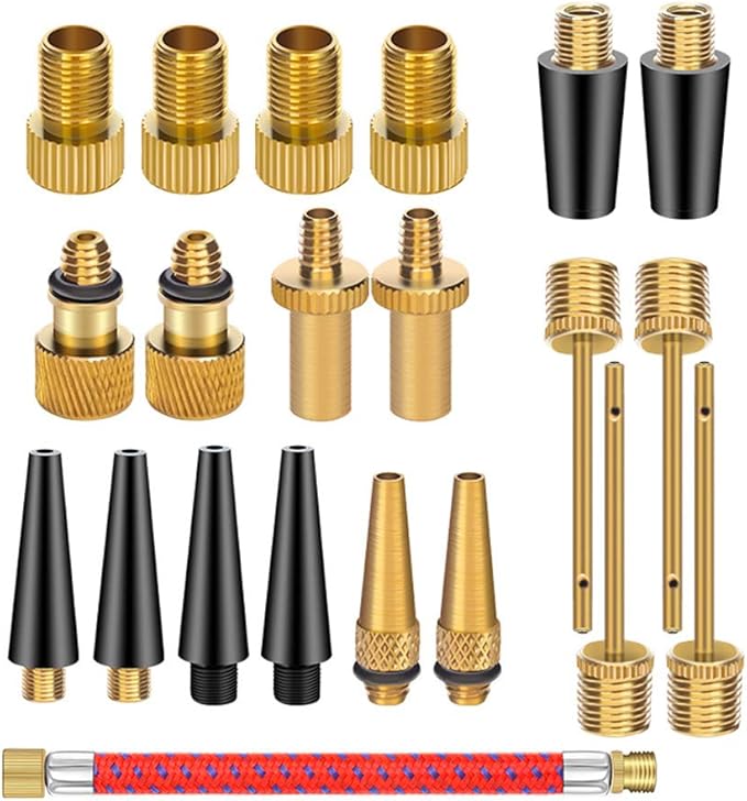 21PCS Brass Presta Schrader Valve Adapter Tools, Ball Pump Needle, Bike Tire by mamakoi