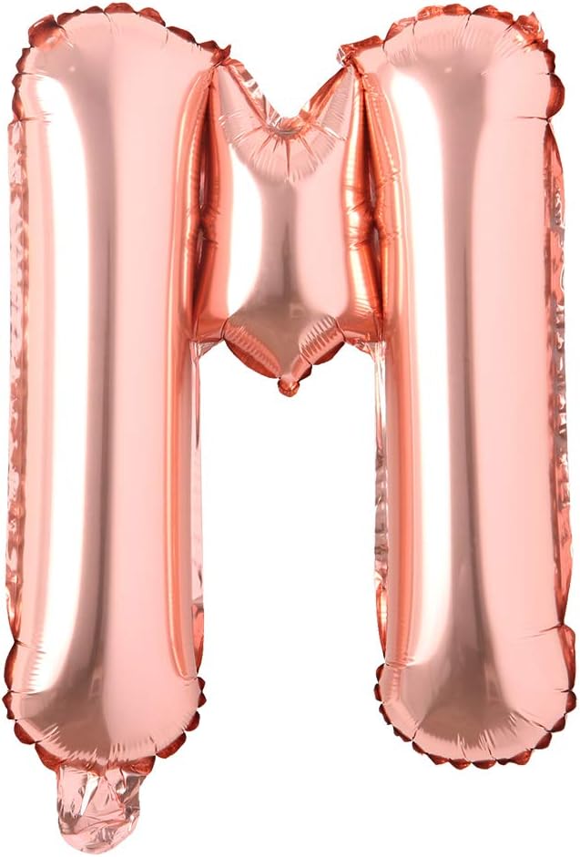 16" inch Single Rose Gold Alphabet Letter number Balloons Aluminum Hanging Foil by REIANS