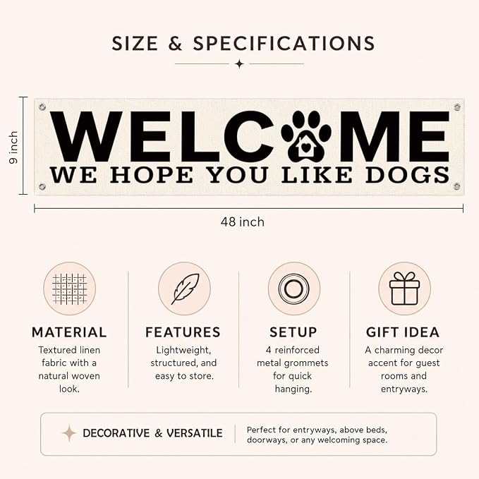 Welcome Hanging Banner, Dog Wall Decor Banner, Rustic Welcome Sign - Image 6