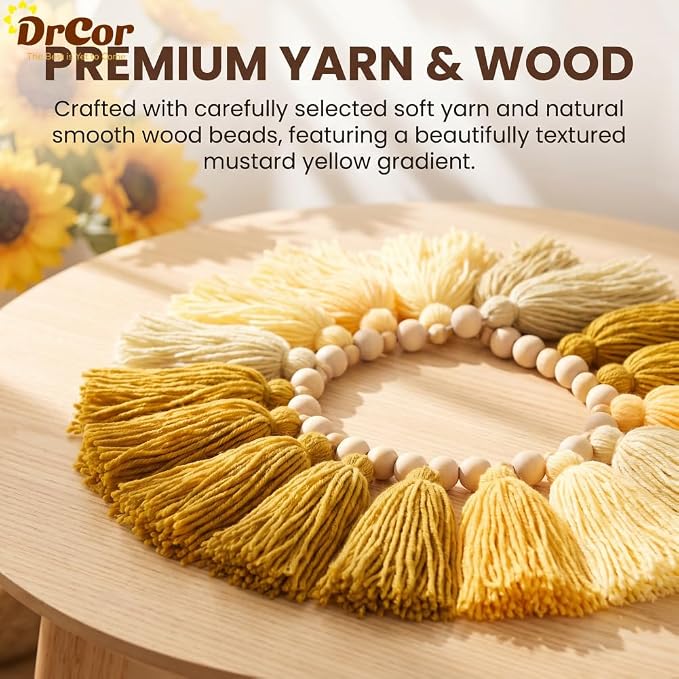 DrCor Sunflower Tassel Garland – Boho Classroom Decor | Yellow boho banner - Image 2