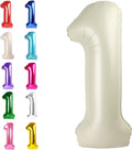 Cream White Number 1 Balloon 40 inch, Number 1 Birthday by Upgesy