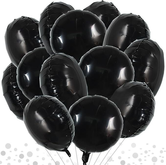 TONIFUL 30Pcs 18 Inch Large Black Round Shape Foil Balloons Big Black Circle by TONIFUL