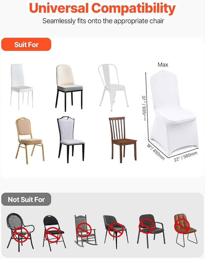 VEVOR 100 Pcs White Chair Covers Polyester Spandex Chair Cover Stretch - Image 4