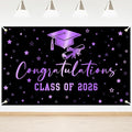 Congratulations Class of 2026 Backdrop Black Purple Graduation Banner Congrats by Lecheme