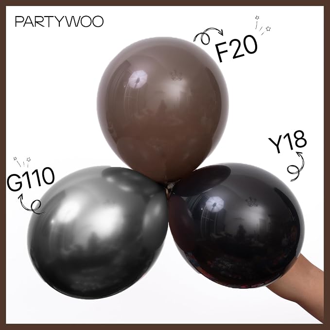 PartyWoo Dark Brown Balloons 100pcs Boho Coffee Neutral Fall Color | 12 Inch - Image 4