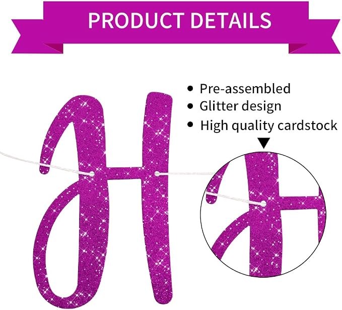 BEISHIDA Pre-Strung Glitter Purple Happy Retirement Banner Party Decoration | - Image 3