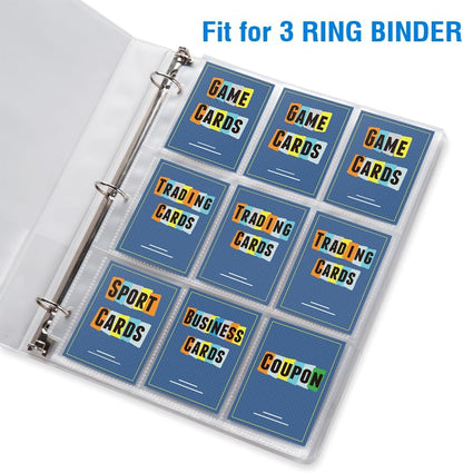 120 Pack 9 Pocket Page Protectors, Sooez Trading Card Sleeves for 3 Ring Binder, Baseball Cards Holder, Protective Pages Sheets for Binders Album, Fit for YuGiOh, MTG, Game, Business & Sports Cards