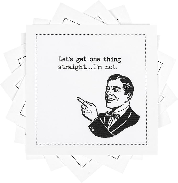 Five Star Napkins Pride Quotes, White Cotton Cocktail Napkins, Beverage Napkins, Bar Napkins, Cloth Napkins, Party Napkins, Events, Holidays, Weddings, Birthdays, Disposable, 4.5" x 4.5"- (50x)