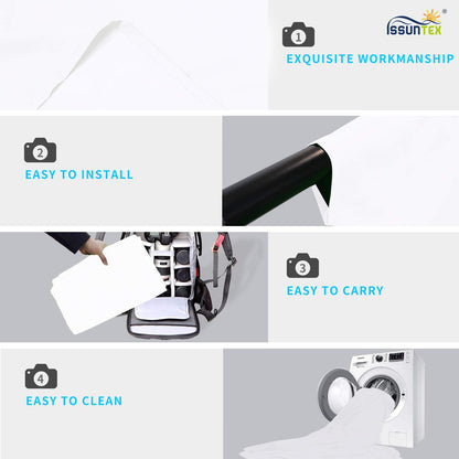 ISSUNTEX 5X6.5 ft White Background Backdrop,Photo Studio,Collapsible High Density Screen for Video Photography and Television