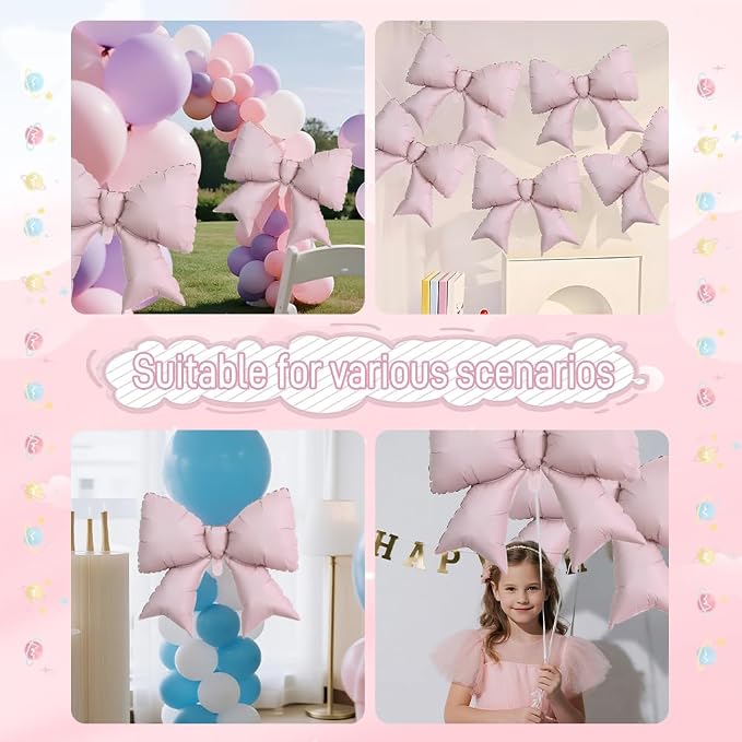 4pcs Jumbo Oversized Ribbon Balloons Coquette Bow Balloons Bow Party Coquette - Image 4