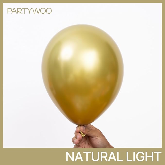 PartyWoo Metallic Gold Balloons 50pcs Chrome Gold Color 12 Inch | Balloons - Image 2