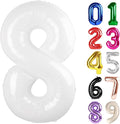8 Balloon - White Birthday Number Balloons, 40 Inch Decorations Men Women | by ALPHADELTAPI
