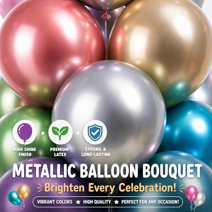 Metallic Balloon Tower Kit for Floor Set of 2 Base&Pole Decor for Shower Party - Image 6