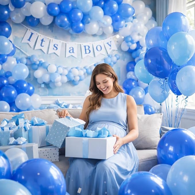 Blue Balloons Latex Balloons 100 Pack, 12 Inch Round Helium Light Blue Party - Image 2