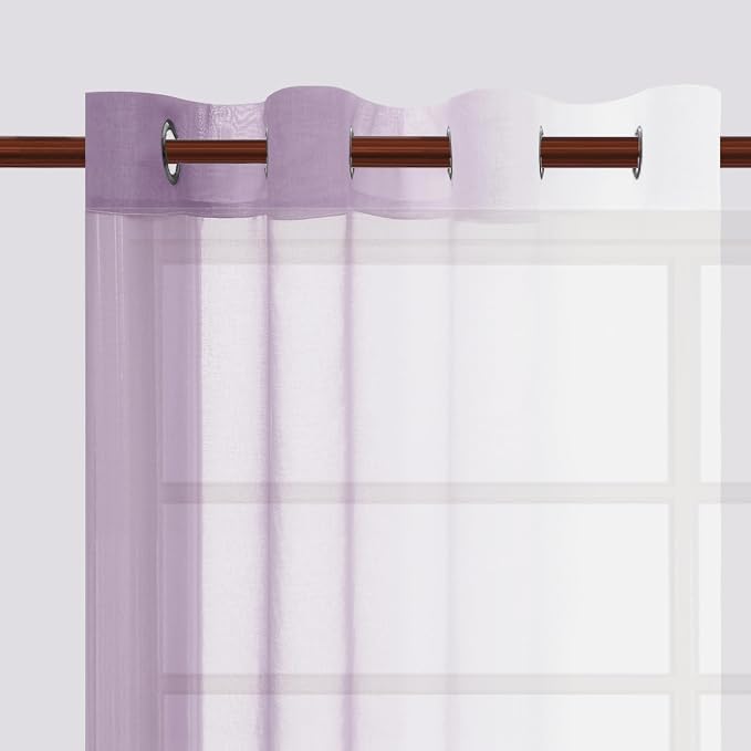 DWCN Lavender Faux Linen Ombre Sheer Curtains - Image 4