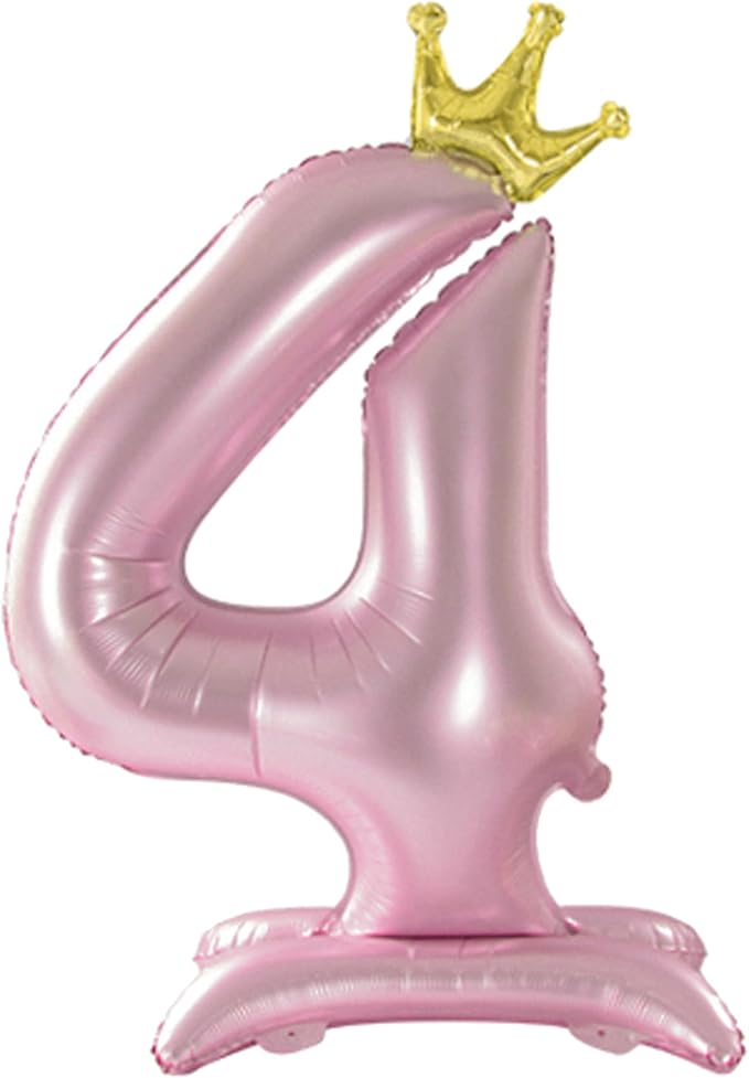 Crown Pink Number 4 Balloon by Tellpet