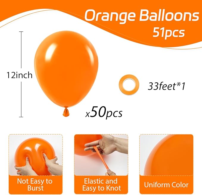 Orange Balloons 12 inch, Birthday Party Decorations - Image 2
