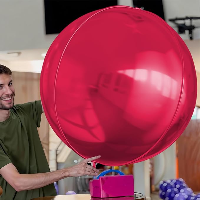 50 Inch Giant Burgundy Red Round Foil Balloons - Image 4
