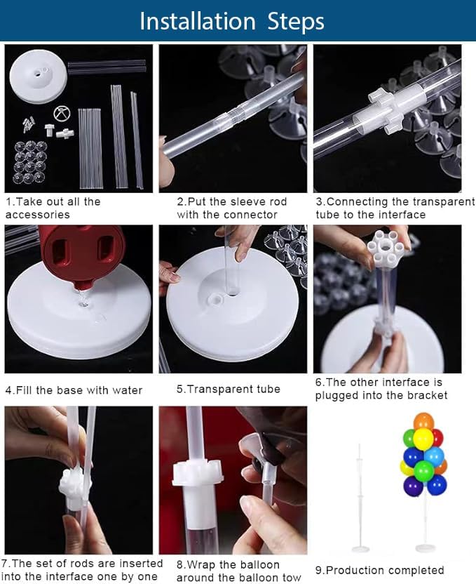 Leesoot 2 Sets 62inch Rainbow Floor Balloon Column Kit Stand - Image 3