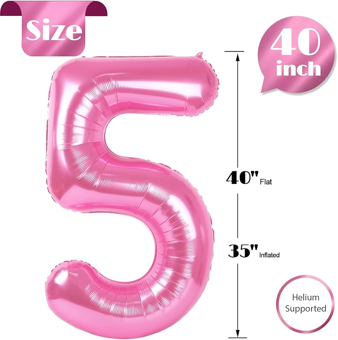 Pink Number 5 Balloon 40 Inch - Image 5