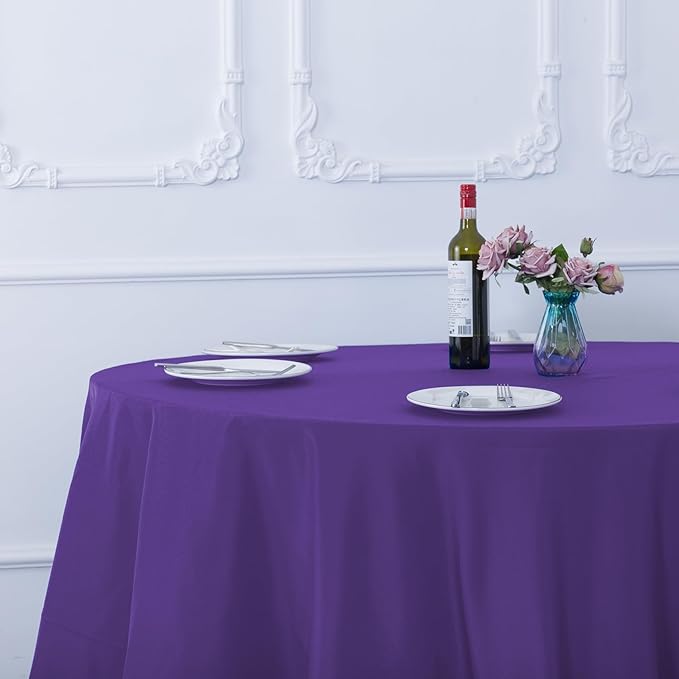 Ascoza 2pack 90 Inch Purple Round Tablecloth in Washable Polyester Fabric for Wedding/Banquet/Restaurant/Parties