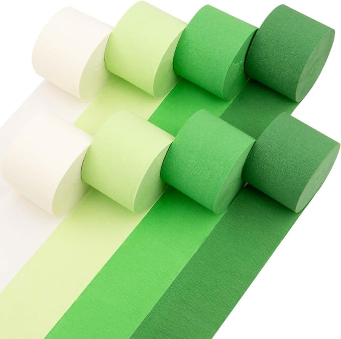 8 Green Streamers with White, 656ft Pack of Crepe Paper Party Decorations | by CaptainD%C3%A9cor