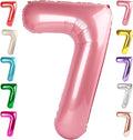7 Balloon Numbers Birthday Decorations, 40In Pearl Pink Balloons by Mluchee