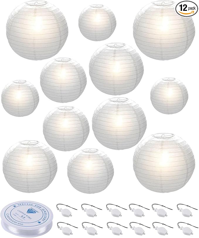 HAUSPROFI 12pcs White Paper Lanterns by HAUSPROFI