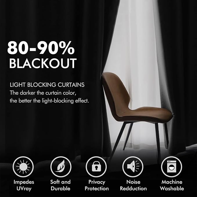 MIULEE Velvet Curtains Halloween Black 52 x 108 Inch Length Set of 2 | Extra - Image 4