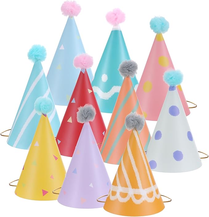 10 PCS Birthday Party Hats for Kids Adults, DIY Cone Hat by Unknown
