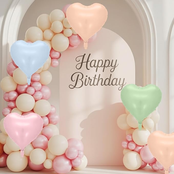 Pink Blue Green Heart Balloons, 18 Inch Baby Pink Blue Sage Green Foil Balloons - Image 7