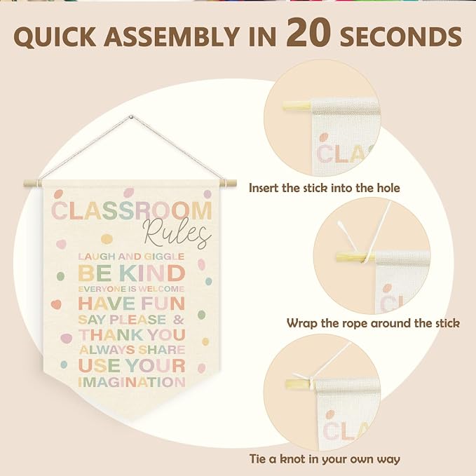 Classroom Rules Linen Canvas Banner, Teacher Must Haves - Image 6
