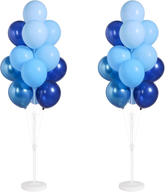 Balloon Sticks with Base for Floor&Table, Metallic Pearl Baby Blue Balloon by Tosuced