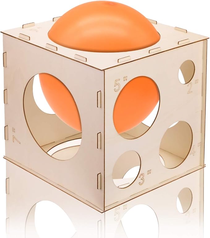9 Holes Collapsible Wood Balloon Sizer Cube Box from 2" to 10", Balloon by FIREBOOMOON