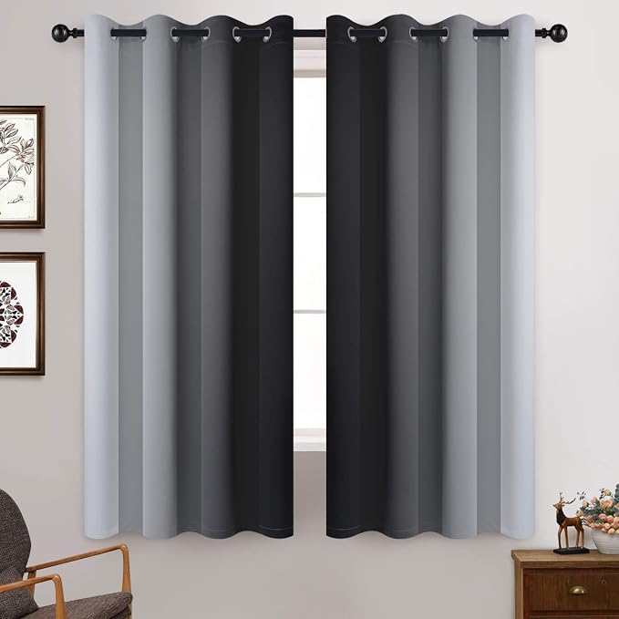 Yakamok Ombre Curtains Black and Greyish White - Image 2