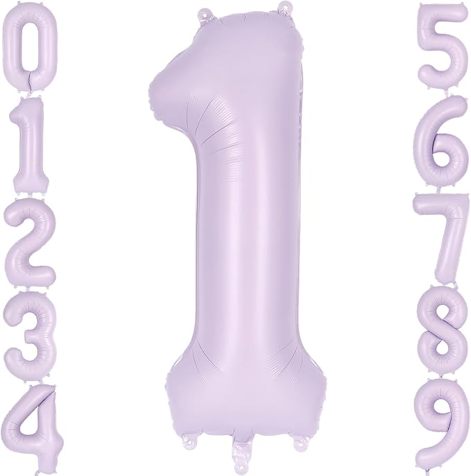 Light Purple Number 1 Balloon, 40 Inch Big Large Foil Helium Number Balloons by AIQINHU